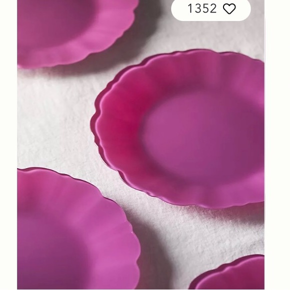 Anthropologie Glass Plates Set of Four NIB NWT Pink